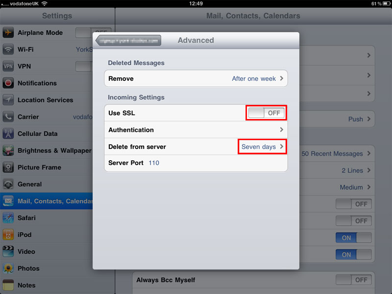 Leave Email On Server 7 Days On iPad